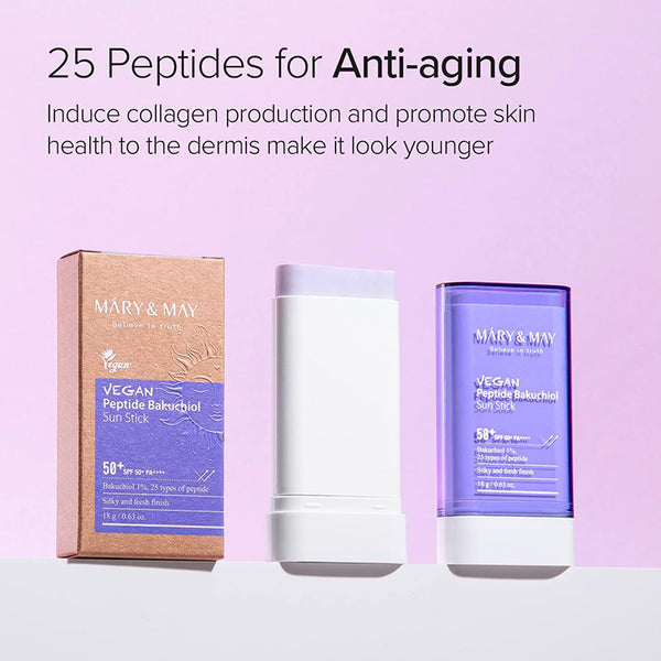 MARY&MAY VEGAN PEPTIDE BAKUCHIOL SUN STICK SPF50+ PA++++ 18G